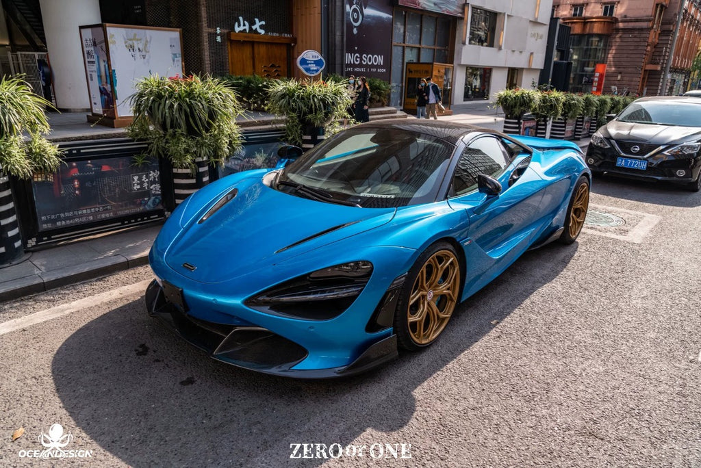 McLaren 720S V-Style Dry Carbon Fiber Aero Kit – Front Lip / Side Skirts / Rear Lip / Rear Wing / Fender Extensions / Hood