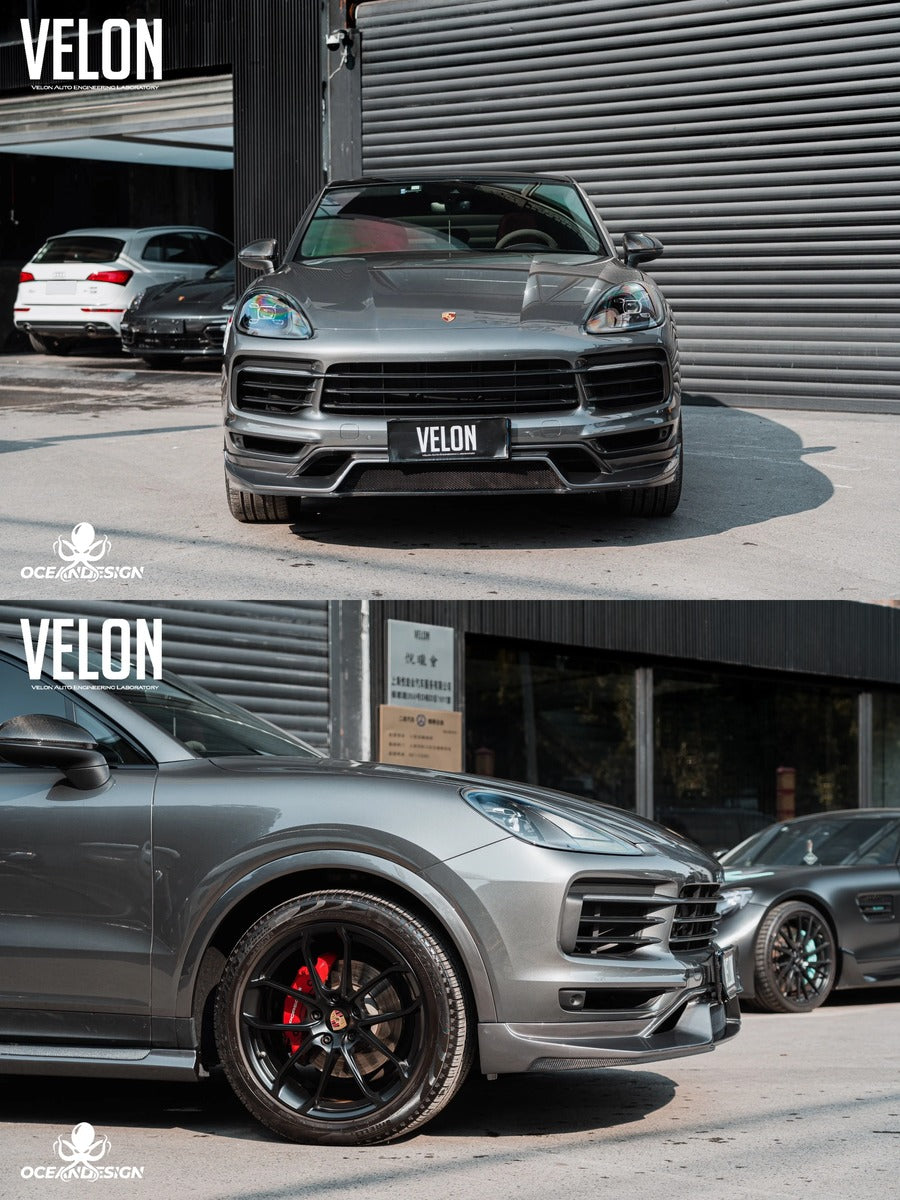 Porsche Cayenne OceanDesign OD-Style Carbon Fiber Aero Kit – Front Lip / Side Skirts / Rear Lip / Rear Wing / Front & Rear Fender Arches / Door Sills
