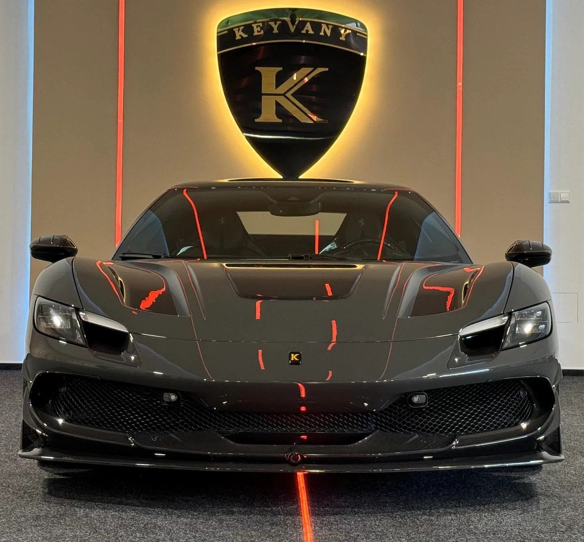 Ferrari 296 GTB Keyvany Style Dry Carbon Fiber Aero Kit – Front Lip, Side Skirts, Rear Lip, Rear Wing