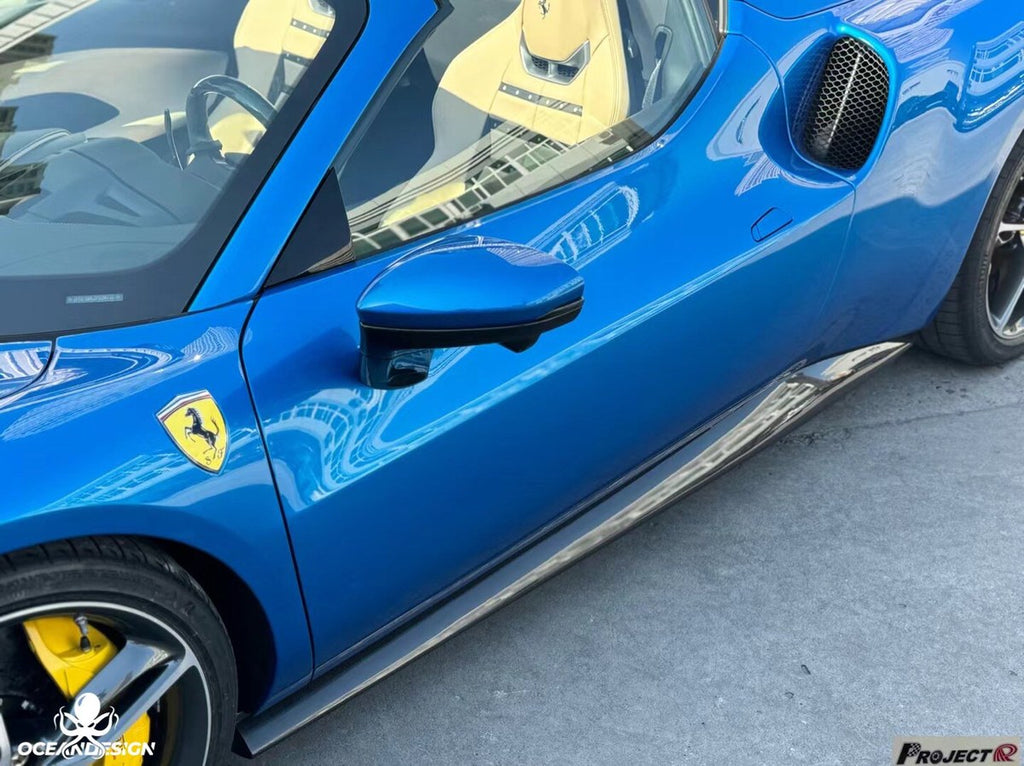 Ferrari 296 GTB OEM Style Dry Carbon Fiber Aero Kit – Front Corner Pieces, Side Skirts, Rear Lip, Rear Wing, Engine Cover, Engine Bay Trim, Center Console, Door Sills