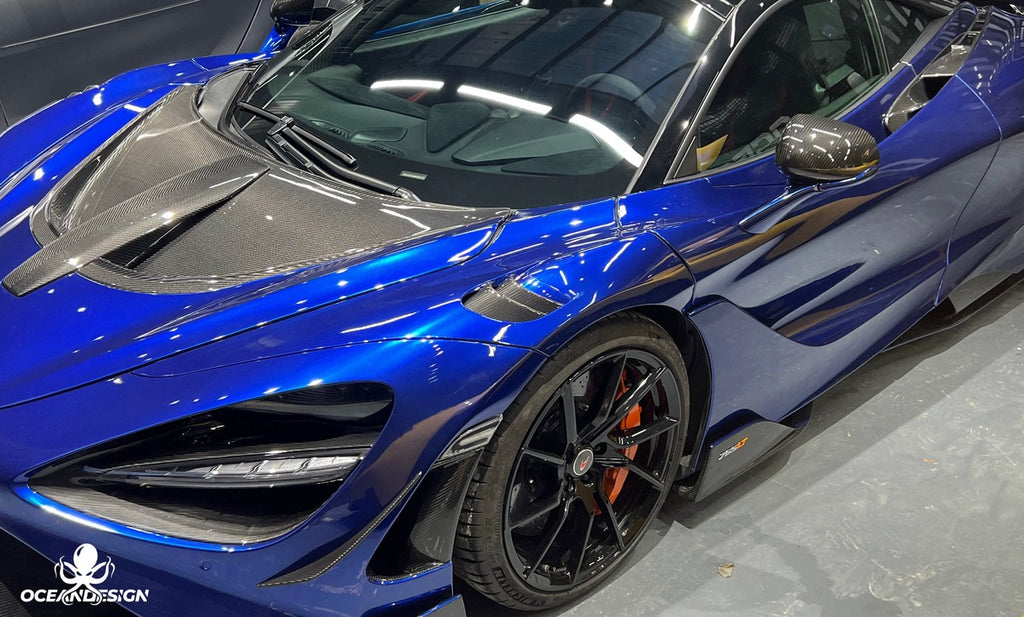McLaren 720S 765LT-Style Dry Carbon Fiber Complete Aero Kit – Front & Rear Bumper / Wide Fenders / Side Skirts / Rear Wing / Front Lip / Hood