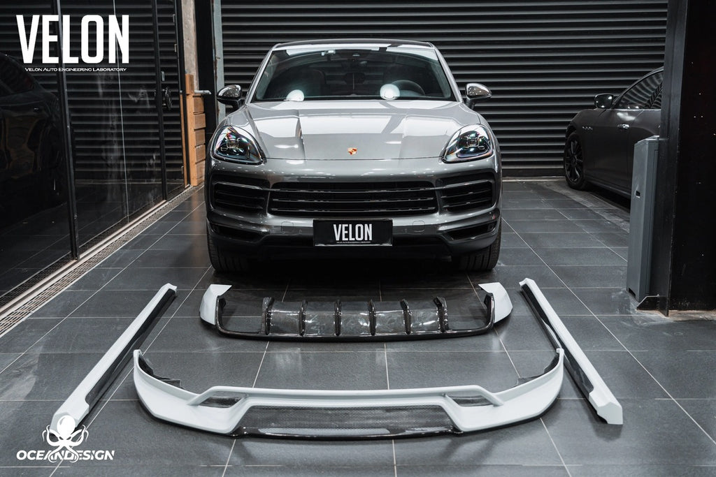 Porsche Cayenne OceanDesign OD-Style Carbon Fiber Aero Kit – Front Lip / Side Skirts / Rear Lip / Rear Wing / Front & Rear Fender Arches / Door Sills