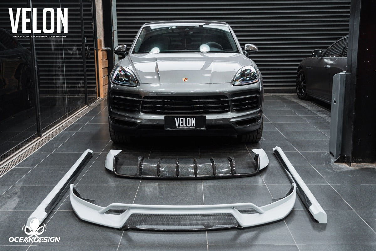 Porsche Cayenne OceanDesign OD-Style Carbon Fiber Aero Kit – Front Lip / Side Skirts / Rear Lip / Rear Wing / Front & Rear Fender Arches / Door Sills