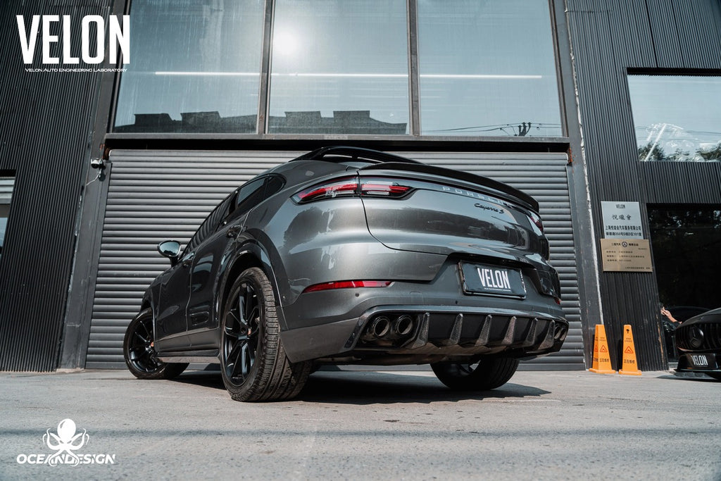 Porsche Cayenne OceanDesign OD-Style Carbon Fiber Aero Kit – Front Lip / Side Skirts / Rear Lip / Rear Wing / Front & Rear Fender Arches / Door Sills