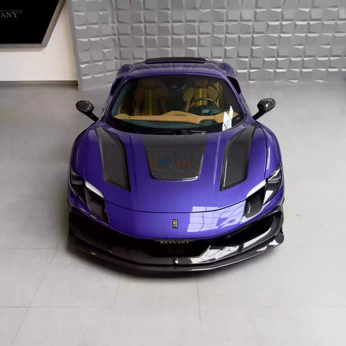 Ferrari 296 GTB Keyvany Style Dry Carbon Fiber Aero Kit – Front Lip, Side Skirts, Rear Lip, Rear Wing
