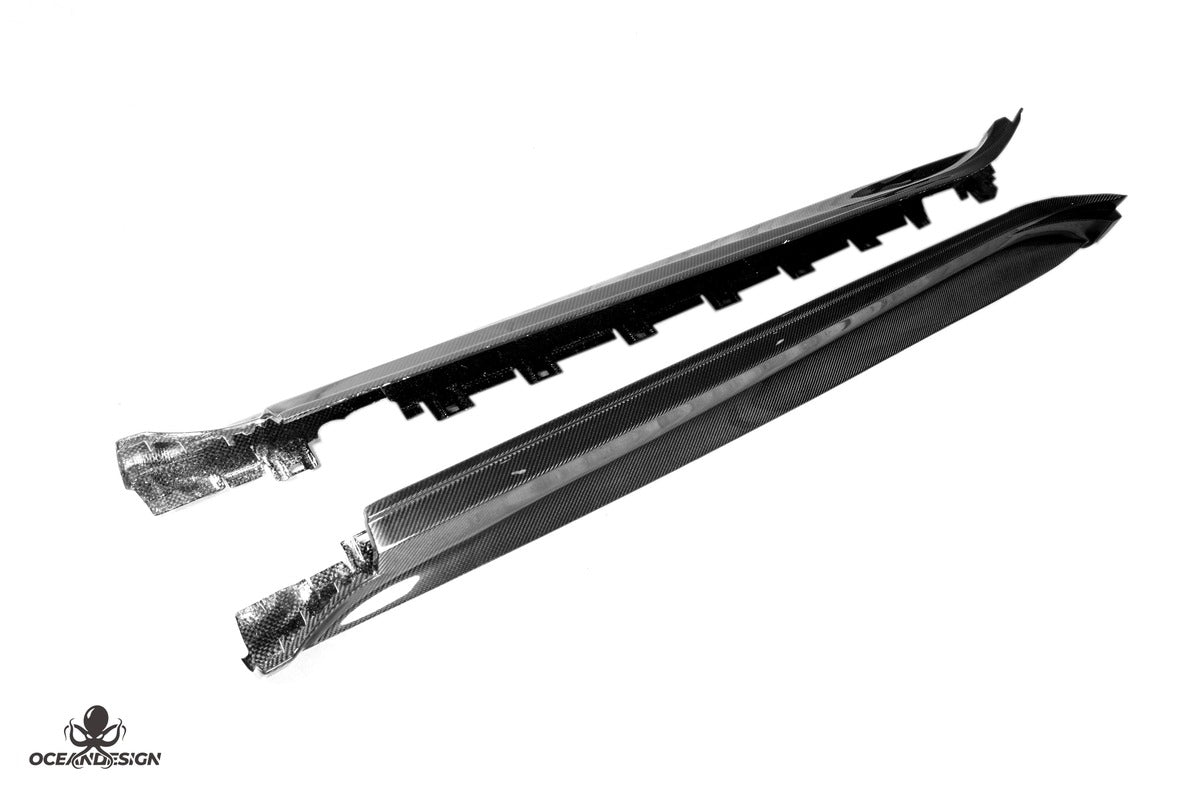 Porsche Taycan OceanDesign OD-Style Dry Carbon Fiber Aero Kit – Front Lip / Side Skirts / Rear Lip / Rear Wing / Mirror Covers