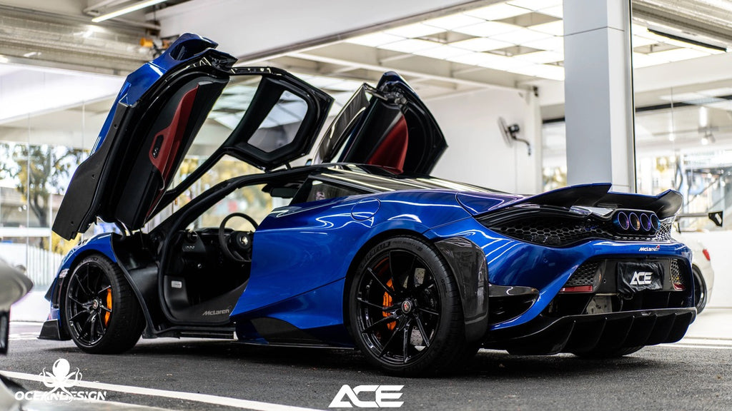 McLaren 720S 765LT-Style Dry Carbon Fiber Complete Aero Kit – Front & Rear Bumper / Wide Fenders / Side Skirts / Rear Wing / Front Lip / Hood