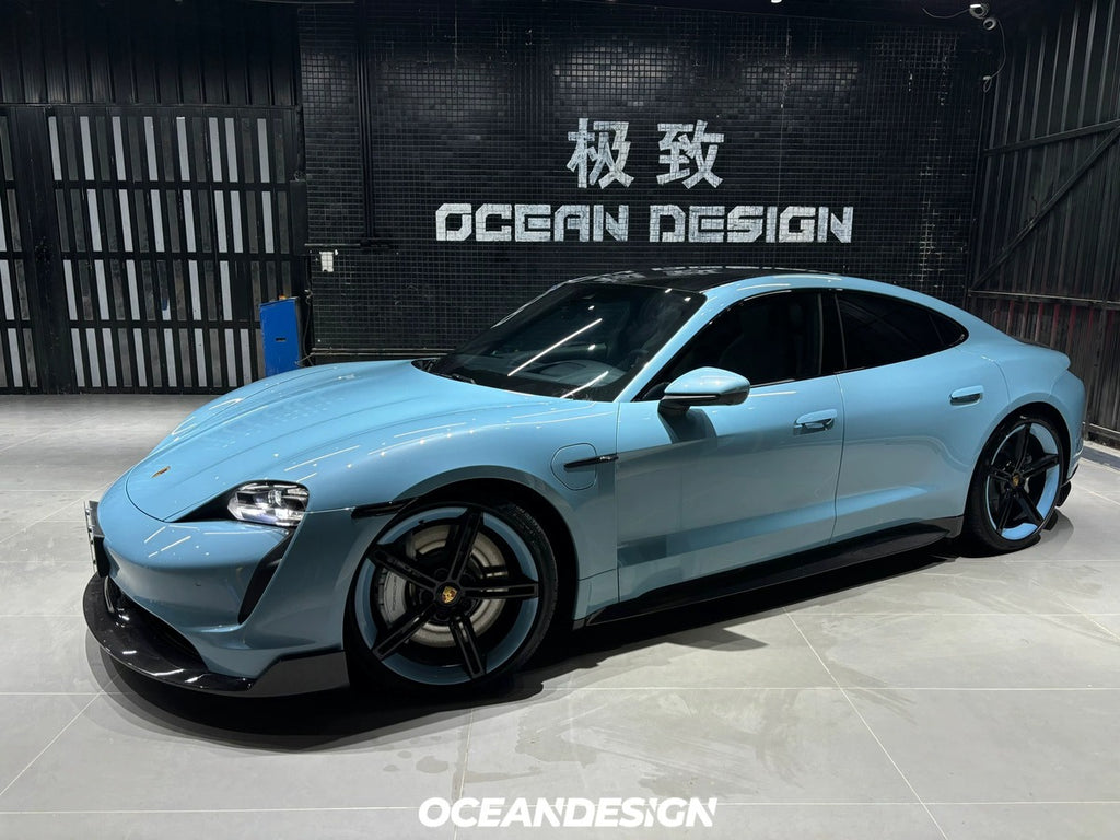 Porsche Taycan OceanDesign OD-Style Dry Carbon Fiber Aero Kit – Front Lip / Side Skirts / Rear Lip / Rear Wing / Mirror Covers