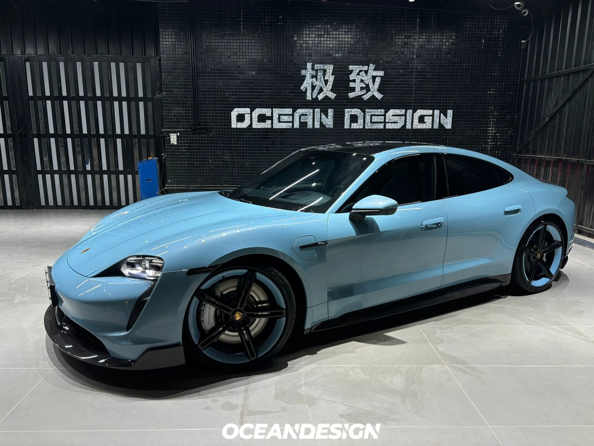 Porsche Taycan OceanDesign OD-Style Dry Carbon Fiber Aero Kit – Front Lip / Side Skirts / Rear Lip / Rear Wing / Mirror Covers