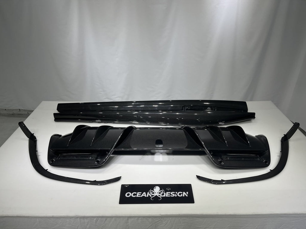 Ferrari 296 GTB OEM Style Dry Carbon Fiber Aero Kit – Front Corner Pieces, Side Skirts, Rear Lip, Rear Wing, Engine Cover, Engine Bay Trim, Center Console, Door Sills