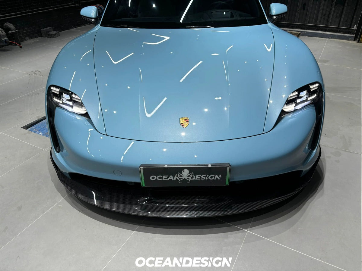 Porsche Taycan OceanDesign OD-Style Dry Carbon Fiber Aero Kit – Front Lip / Side Skirts / Rear Lip / Rear Wing / Mirror Covers