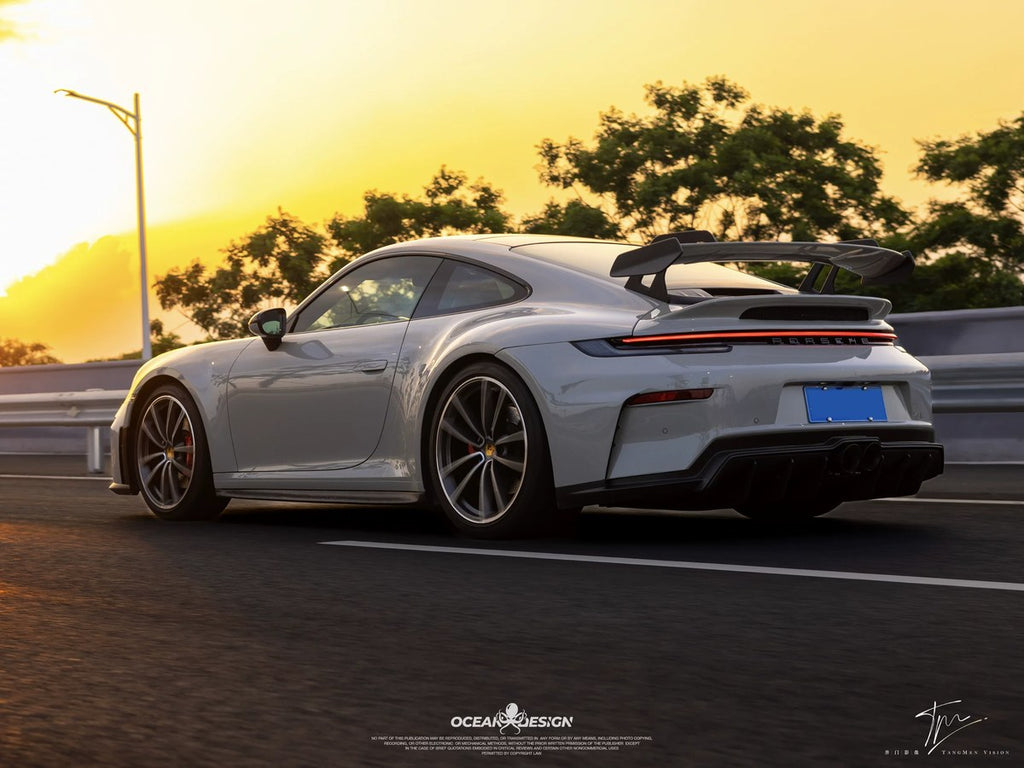 Porsche 911 992 to 992.2 GT3 Style Dry Carbon Fiber Conversion Kit – Front Bumper, Rear Bumper, Hood, Side Skirts, Engine Cover, GT Wing, Exhaust & More