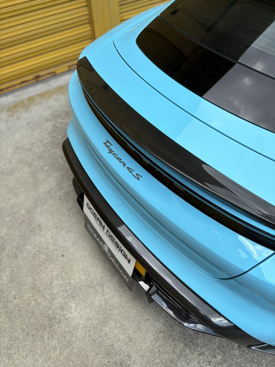 Porsche Taycan OceanDesign OD-Style Dry Carbon Fiber Aero Kit – Front Lip / Side Skirts / Rear Lip / Rear Wing / Mirror Covers