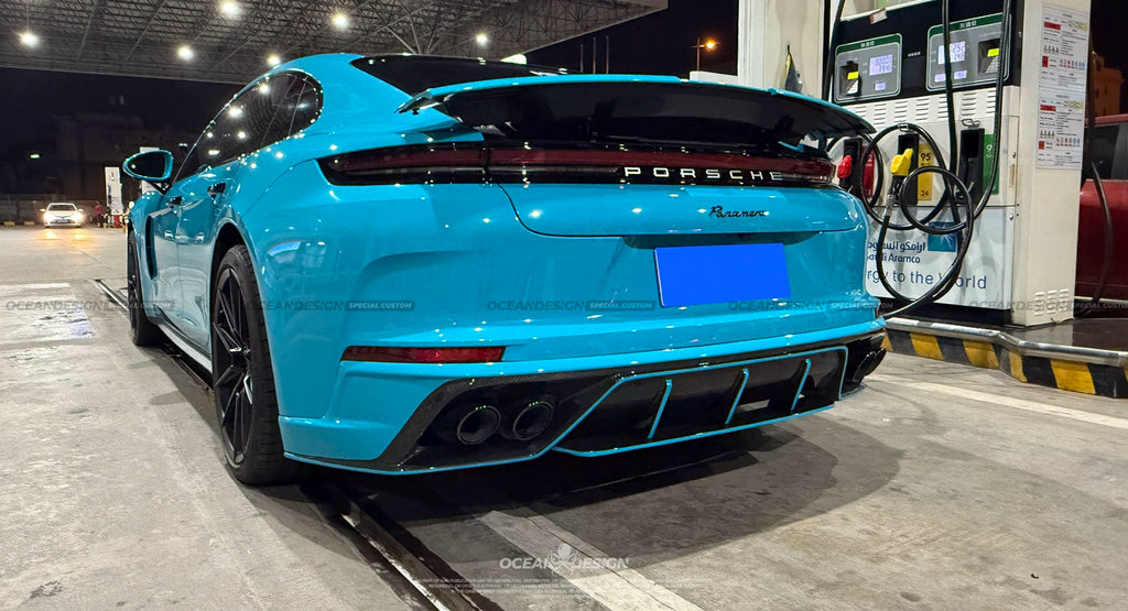 Porsche Panamera 2024+ Ocean Design-Style Dry Carbon Fiber Aero Kit – Front Lip, Side Skirts, Hood, Wing & More