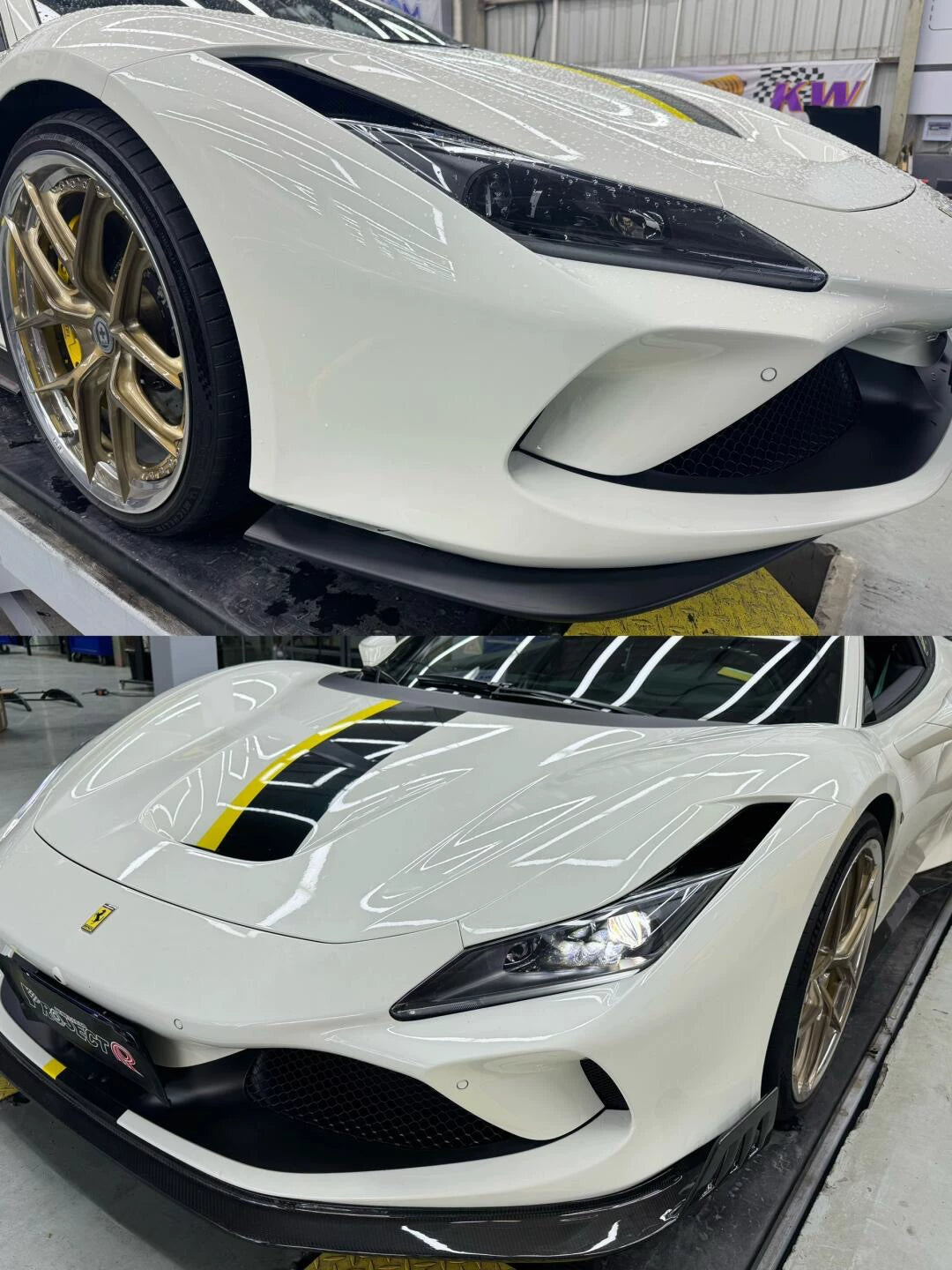 Ferrari F8 Tributo Keyvany-Style Dry Carbon Fiber Aero Kit – Front Lip, Side Skirts, Rear Lip, Wing & More