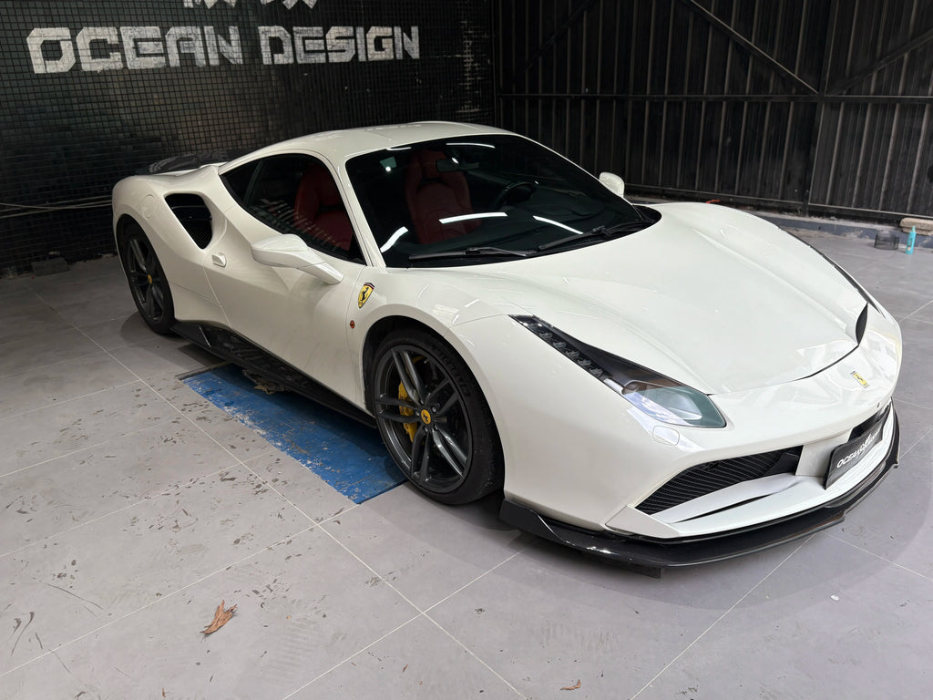 Ferrari 488 GTB Spider V-Style Dry Carbon Fiber Aero Kit – Front Lip, Side Skirts, Spoiler, Wing