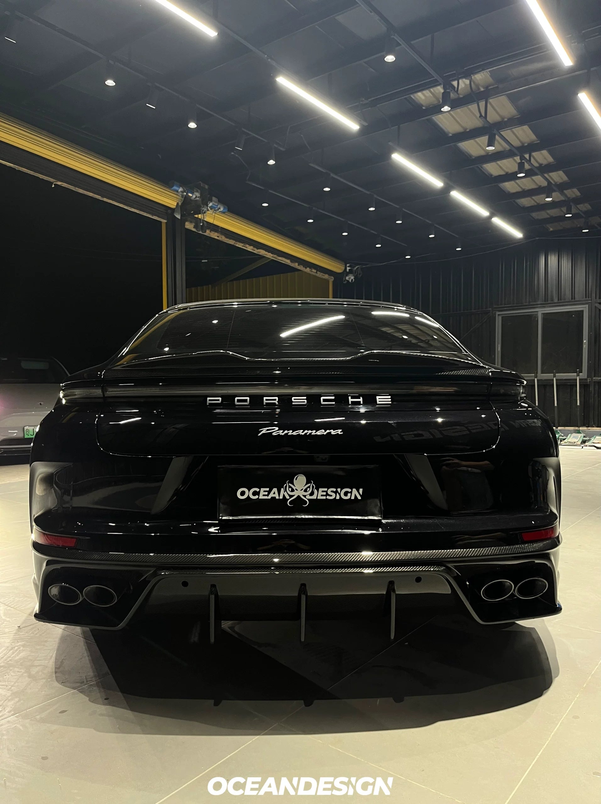 Porsche Panamera 2024+ Ocean Design-Style Dry Carbon Fiber Aero Kit – Front Lip, Side Skirts, Hood, Wing & More