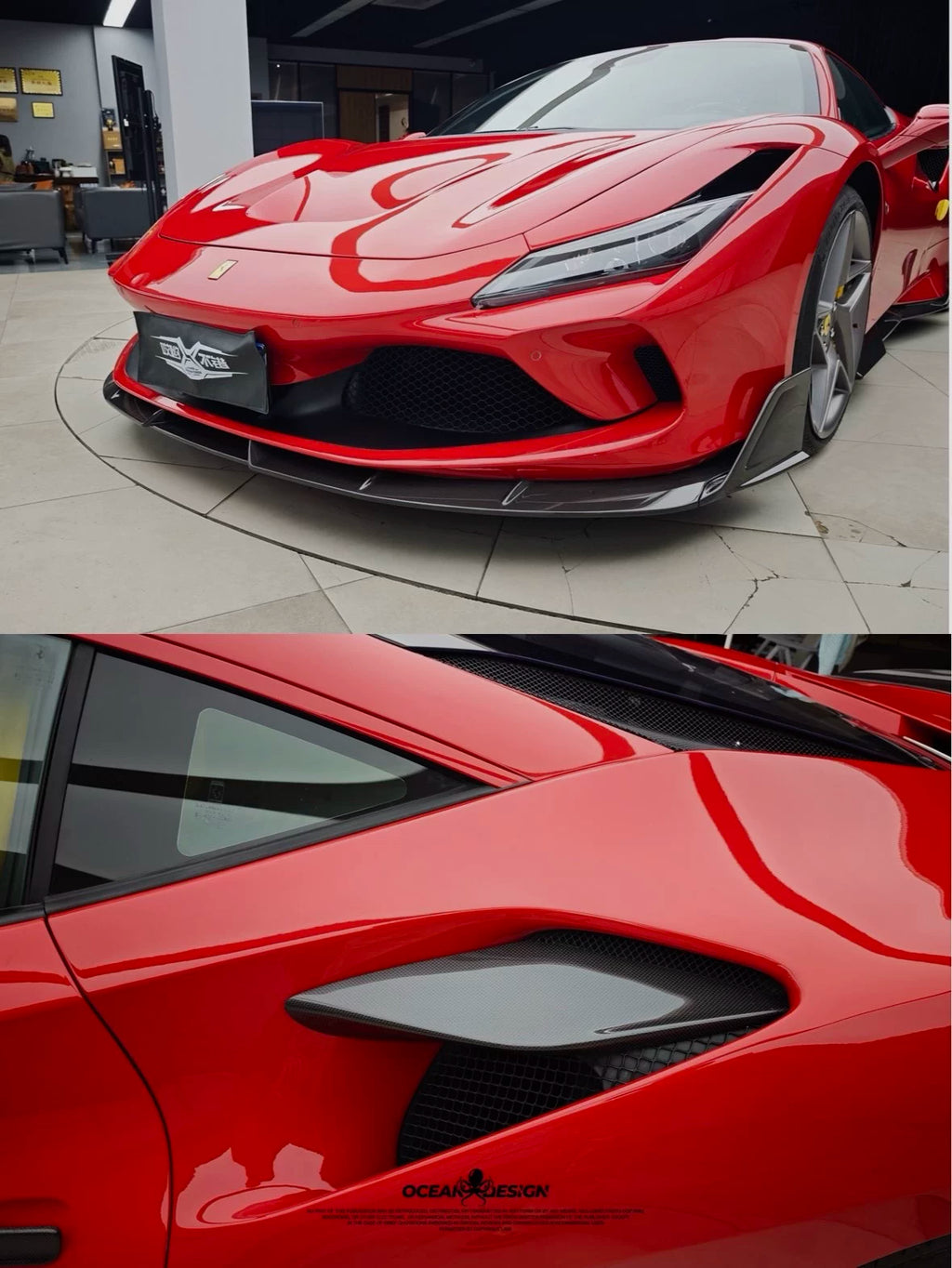 Ferrari F8 Tributo MSY-Style Dry Carbon Fiber Aero Kit – Front Lip, Side Skirts, Rear Lip, Wing, Canards & More