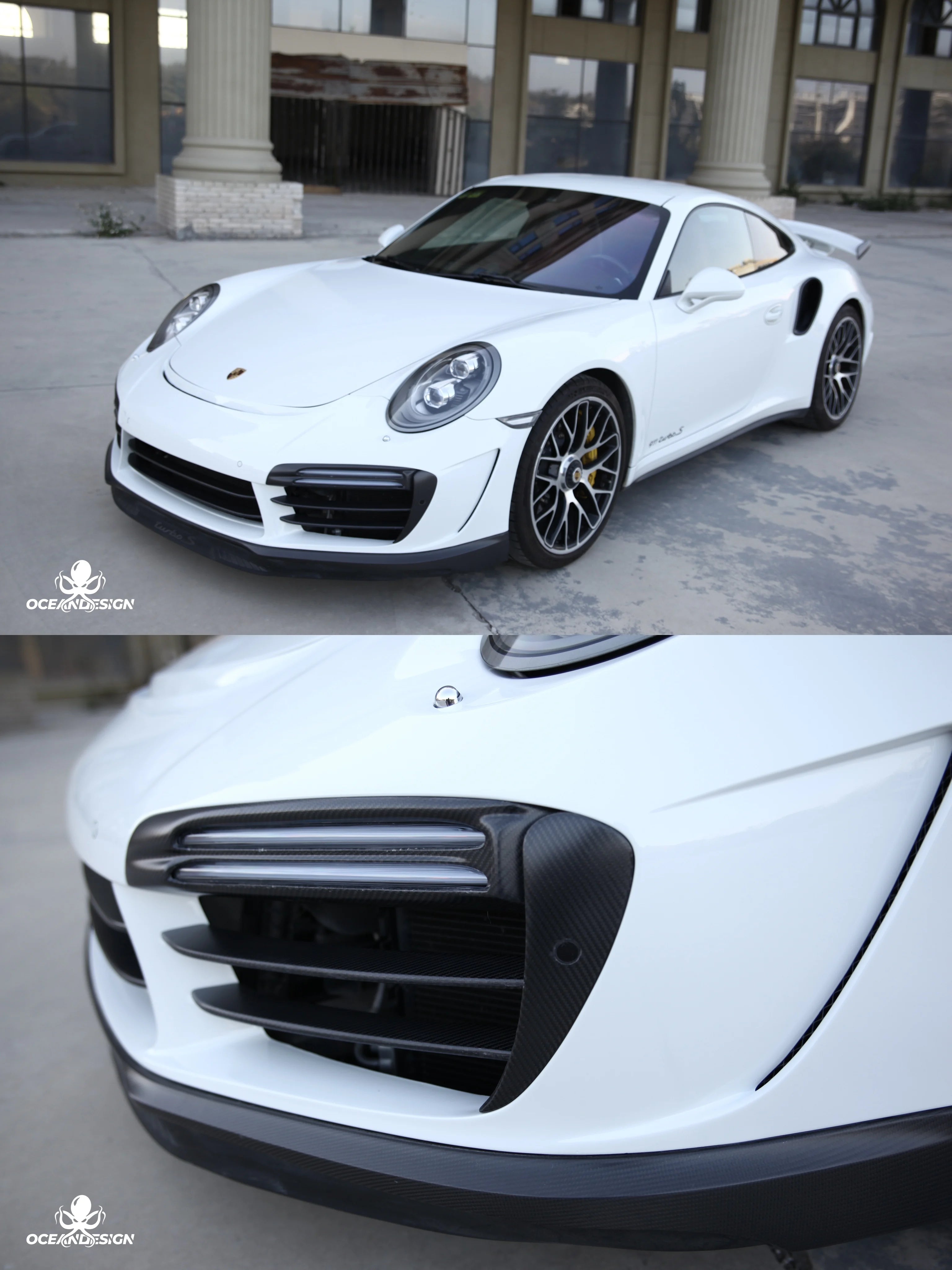 Porsche 911 991 Turbo S Topcar-Style Carbon Fiber Aero Kit – Front & Rear Bumpers, Lip, Wing, Hood