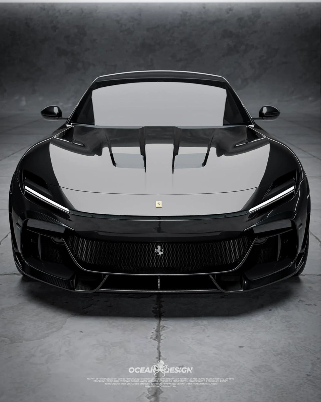 Ferrari Purosangue Ocean Design-Style Dry Carbon Fiber Aero Kit – Front Lip, Hood, Wheel Arches, Rear Lip & More