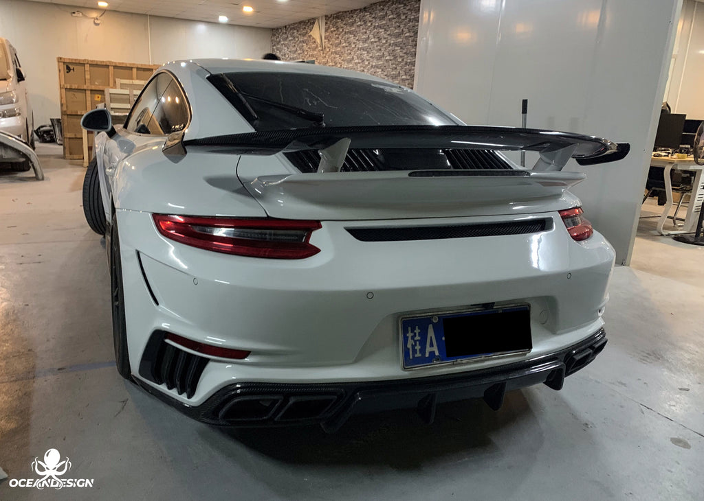 Porsche 911 991.2 Topcar-Style Carbon Fiber Aero Kit – Front & Rear Bumpers, Wing, Engine Cover