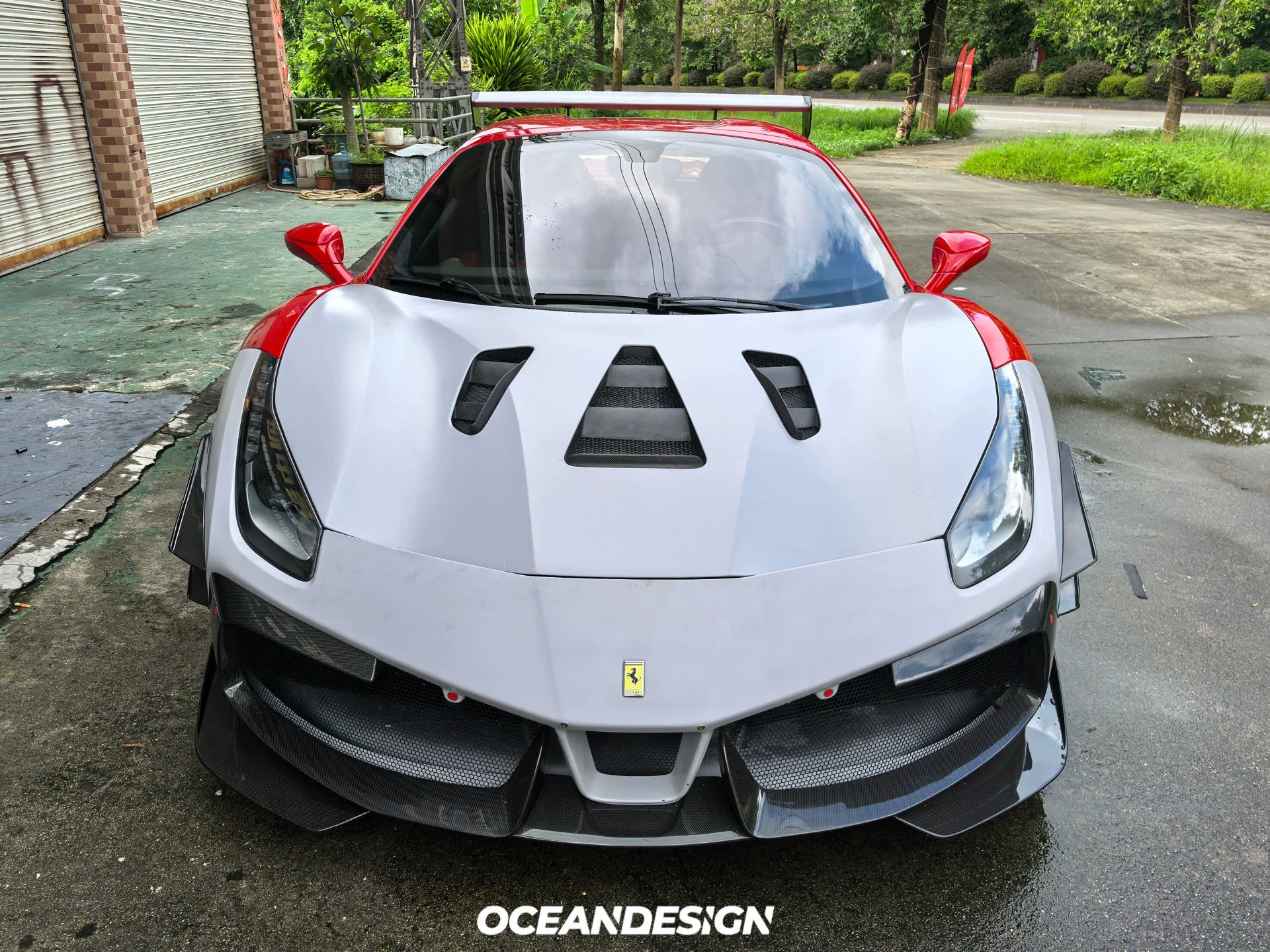 Ferrari 488 Challenge EVO-Style Dry Carbon Fiber Aero Kit – Front & Rear Bumpers, Hood, Side Skirts, Wing