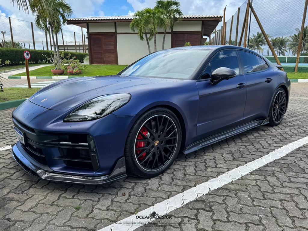 Porsche Panamera 2024+ Ocean Design-Style Dry Carbon Fiber Aero Kit – Front Lip, Side Skirts, Hood, Wing & More