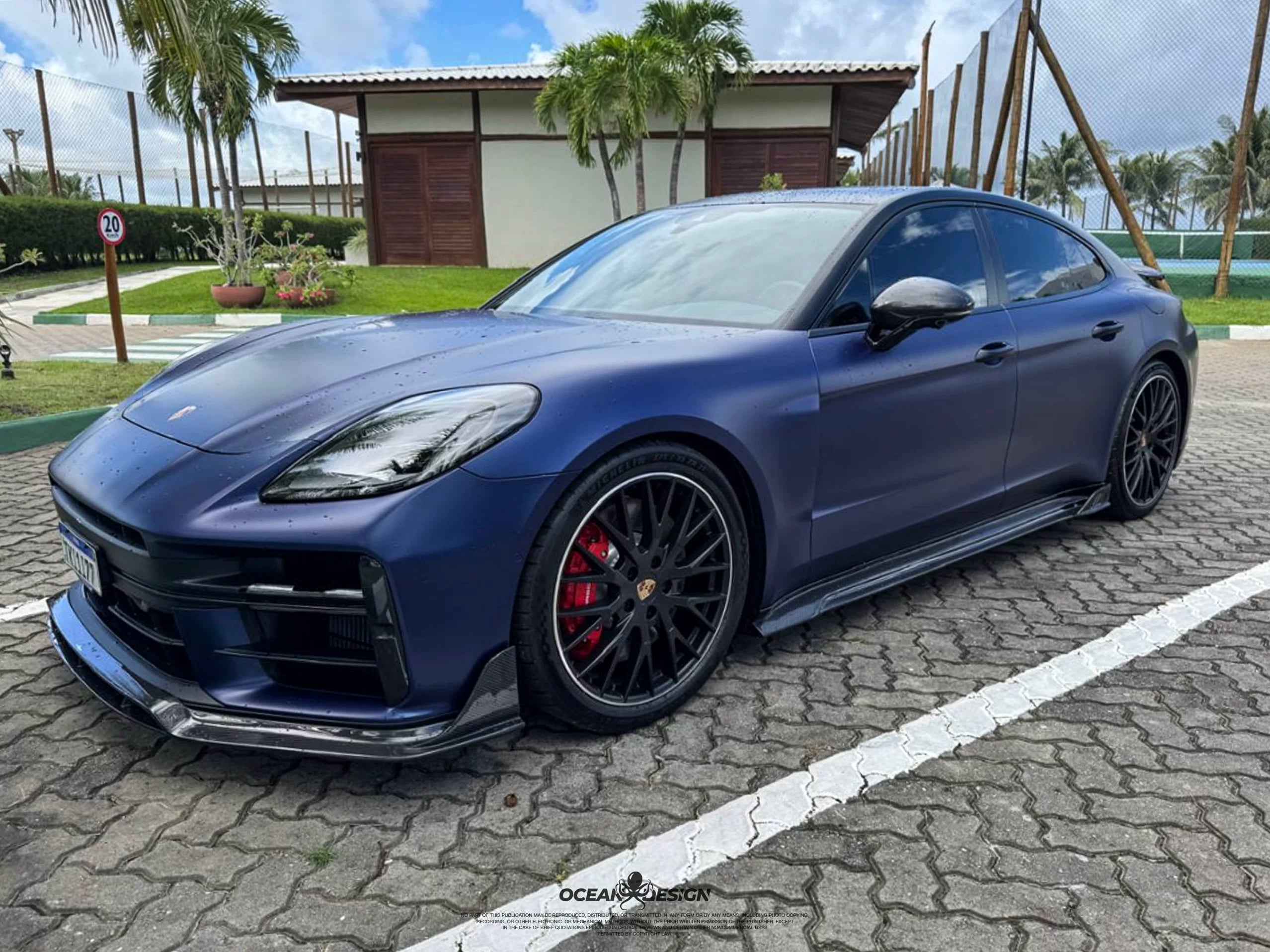 Porsche Panamera 2024+ Ocean Design-Style Dry Carbon Fiber Aero Kit – Front Lip, Side Skirts, Hood, Wing & More