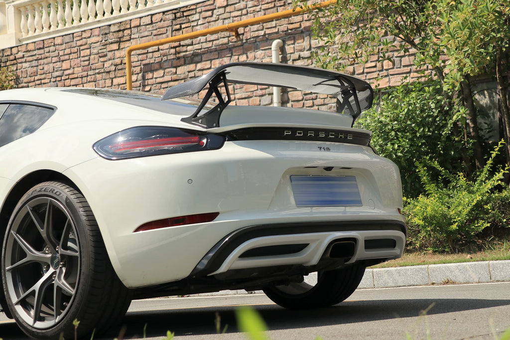 Porsche 718 Boxster Cayman Techart-Style Carbon Fiber Aero Kit – Front Lip, Side Skirts, Rear Lip, Wing