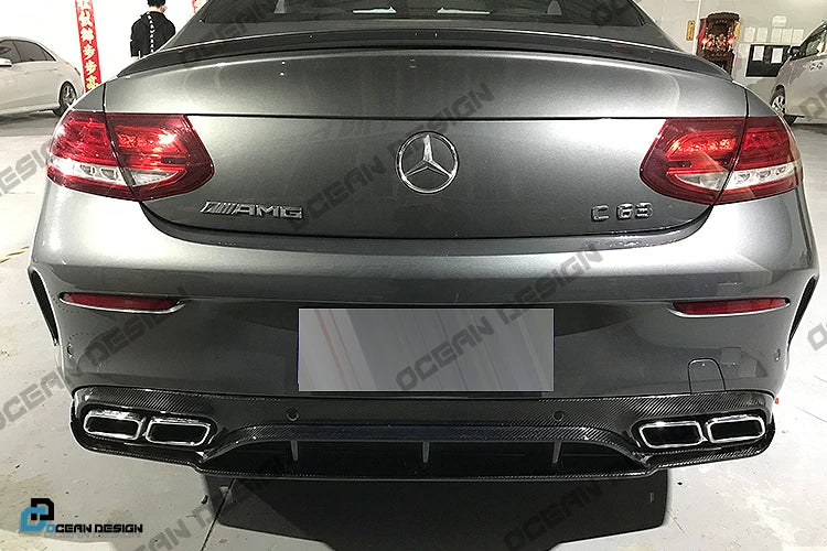 Mercedes-Benz C63 AMG Coupe W205 Edition One Style Carbon Fiber Aero Kit – Center Lip, Front Bumper Vents, Rear Lip, Rear Wing, Rear Diffuser