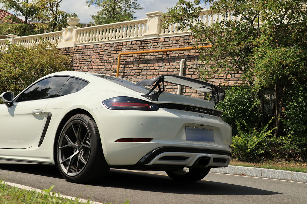 Porsche 718 Boxster Cayman Techart-Style Carbon Fiber Aero Kit – Front Lip, Side Skirts, Rear Lip, Wing