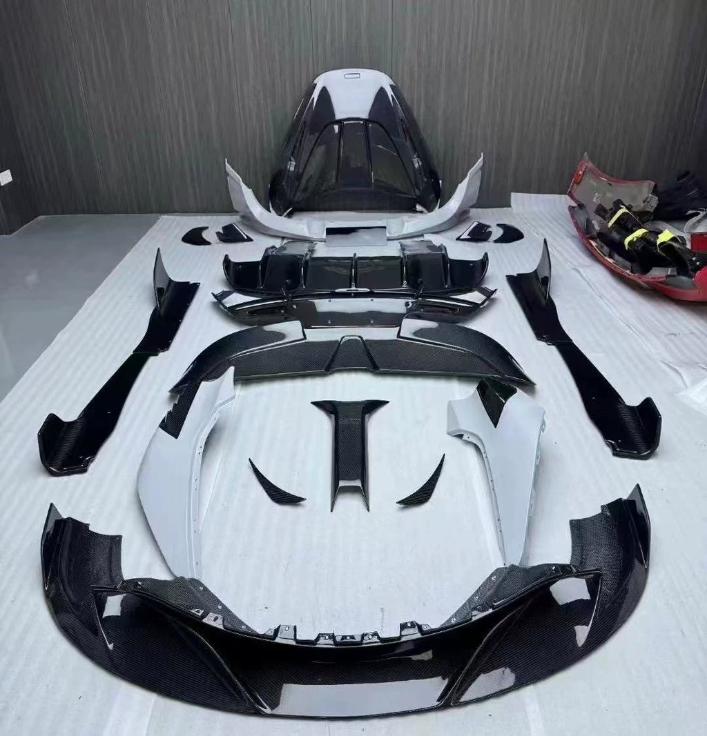 McLaren 720S RYFT-Style Dry Carbon Fiber Aero Kit – Front Lip, Side Skirts, Rear Lip, Wing, Hood