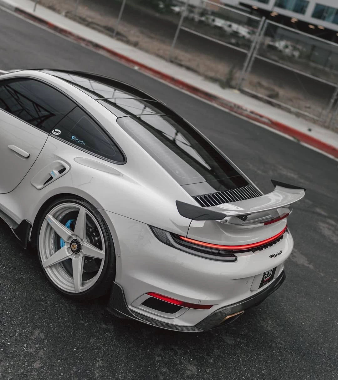Porsche 911 992.1 Turbo S 9D-Style Dry Carbon Fiber Aero Kit – Front Lip, Hood, Side Skirts, Rear Lip, Wing