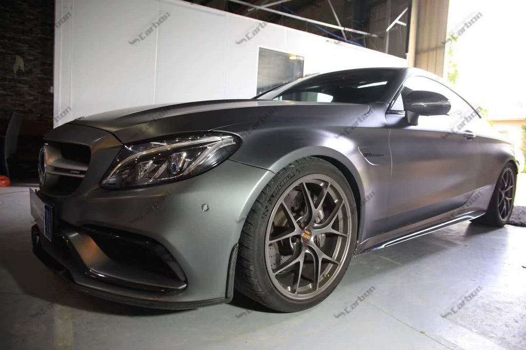 Mercedes-Benz C63 AMG Coupe W205 Edition One Style Carbon Fiber Aero Kit – Center Lip, Front Bumper Vents, Rear Lip, Rear Wing, Rear Diffuser