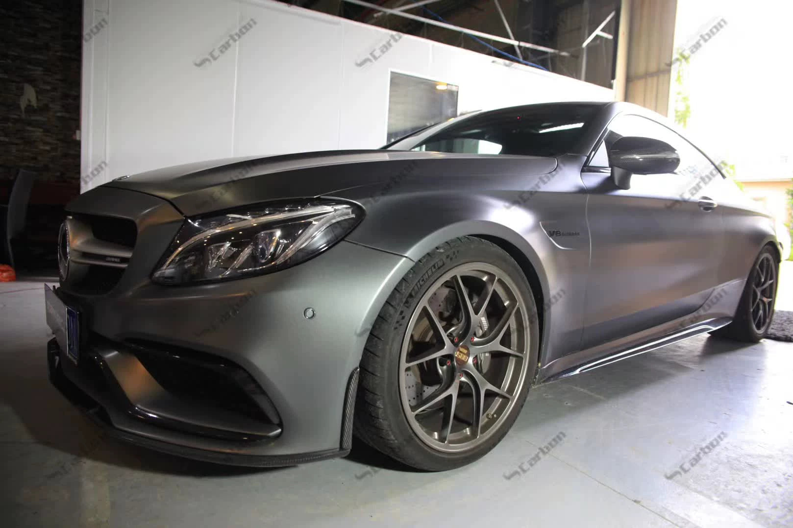 Mercedes-Benz C63 AMG Coupe W205 Edition One Style Carbon Fiber Aero Kit – Center Lip, Front Bumper Vents, Rear Lip, Rear Wing, Rear Diffuser
