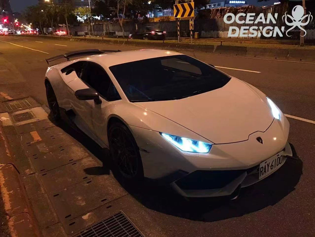 Lamborghini Huracan LP580 LP600 LP610 MAD-Style Dry Carbon Fiber Aero Kit – Corner Pieces, Side Skirts, Wing