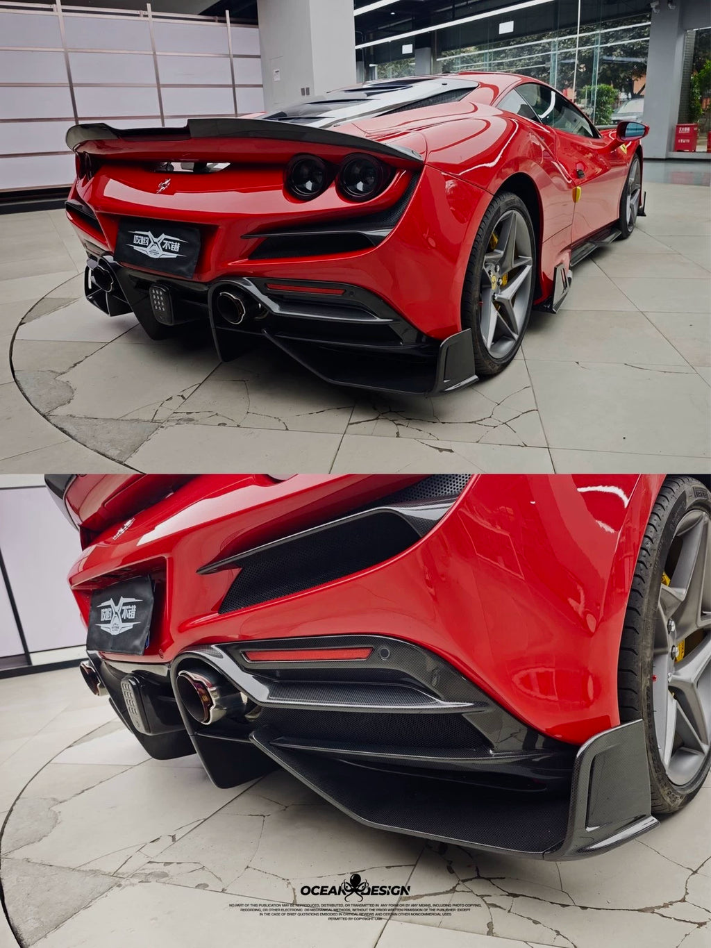 Ferrari F8 Tributo MSY-Style Dry Carbon Fiber Aero Kit – Front Lip, Side Skirts, Rear Lip, Wing, Canards & More