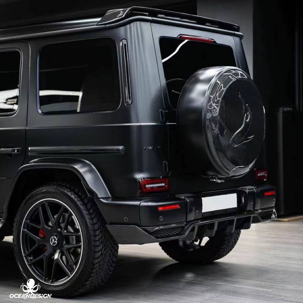 Mercedes-Benz G63 W464 TopCar Style Dry Carbon Fiber Aero Kit – Front Lip, Rear Lip, Rear Wing, Spare Tire Cover, Fender Trim, Bumper Trim