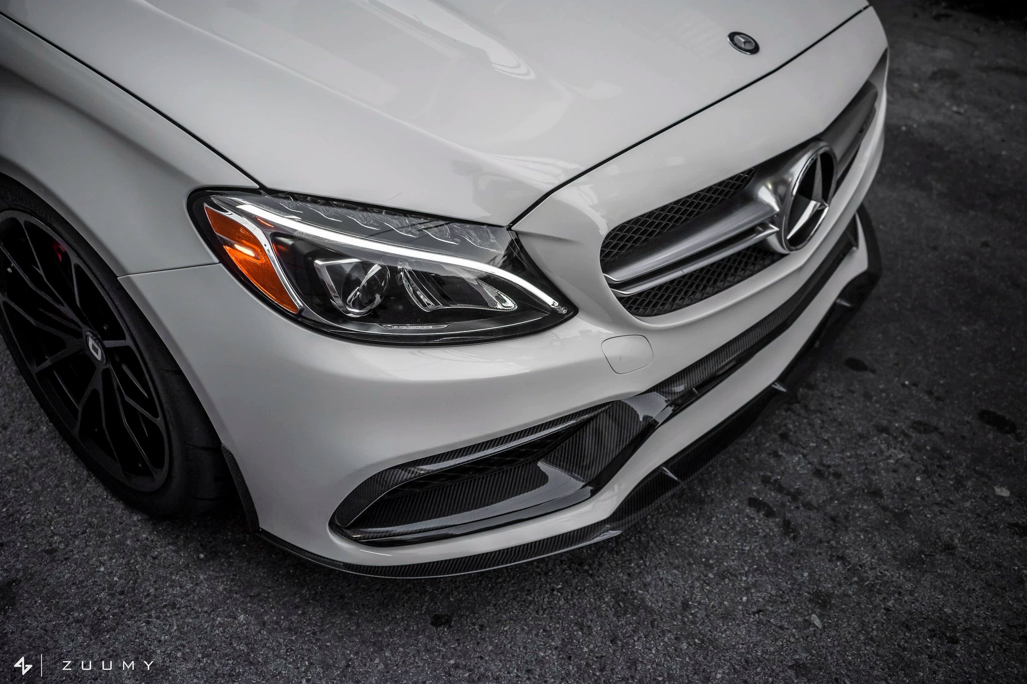 Mercedes-Benz C63 AMG W205 Coupe & Sedan Mode Carbon Style Carbon Fiber Aero Kit – Front Lip, Side Skirts, Rear Lip