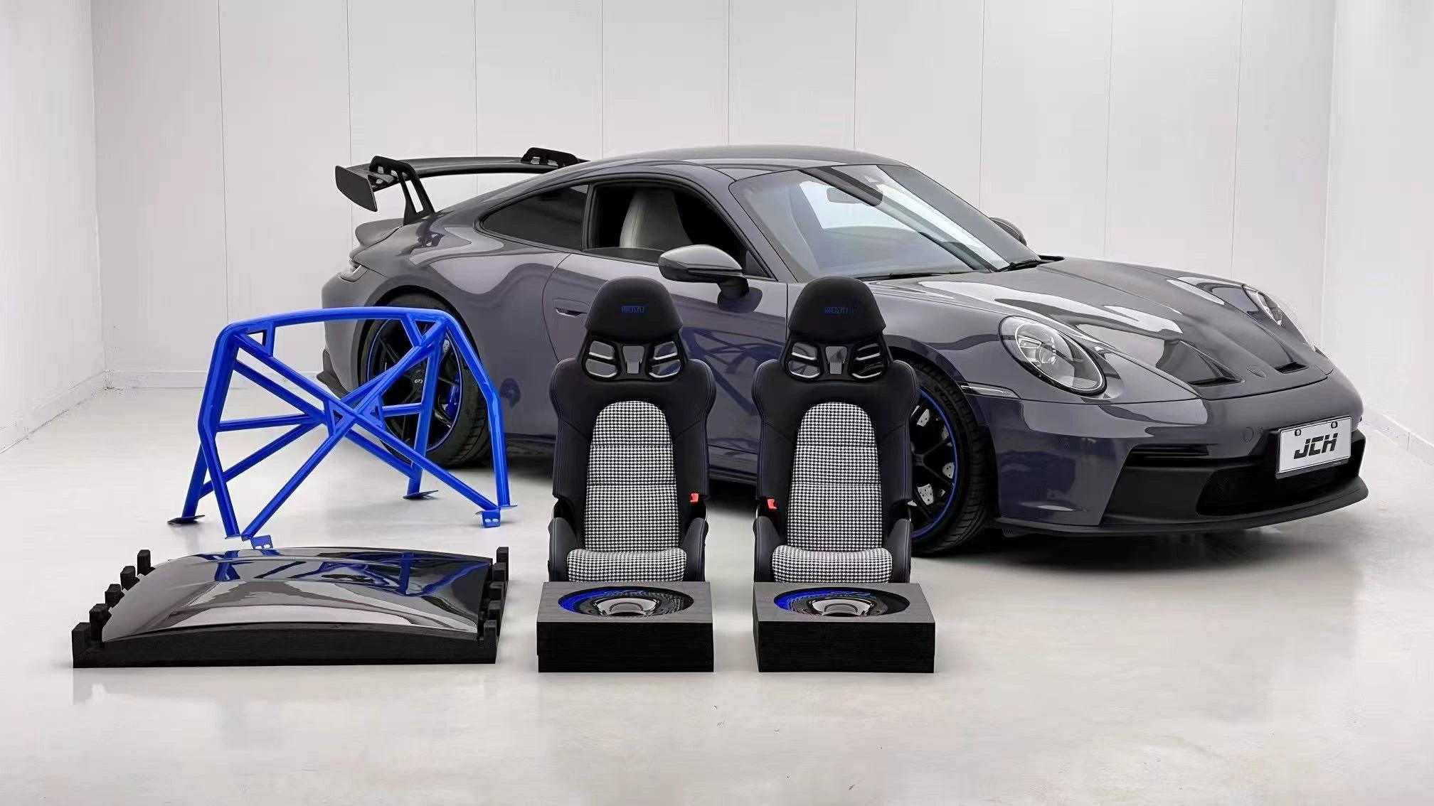 Porsche 911 GT3 RS-Style Dry Carbon Fiber One-Piece Racing Bucket Seat – Pepita, Lightweight