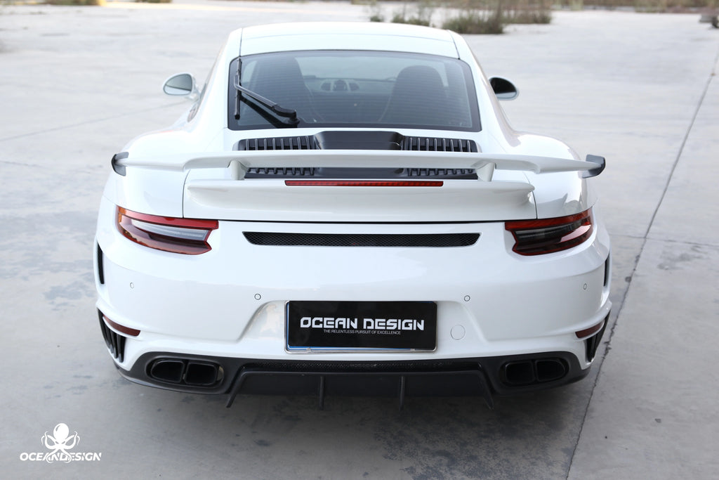 Porsche 911 991 Turbo S Topcar-Style Carbon Fiber Aero Kit – Front & Rear Bumpers, Lip, Wing, Hood