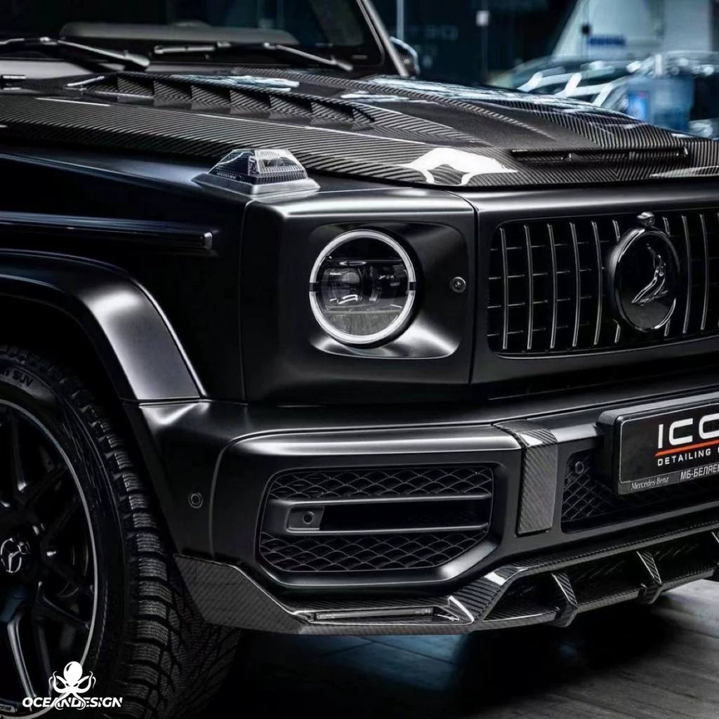 Mercedes-Benz G63 W464 TopCar Style Dry Carbon Fiber Aero Kit – Front Lip, Rear Lip, Rear Wing, Spare Tire Cover, Fender Trim, Bumper Trim