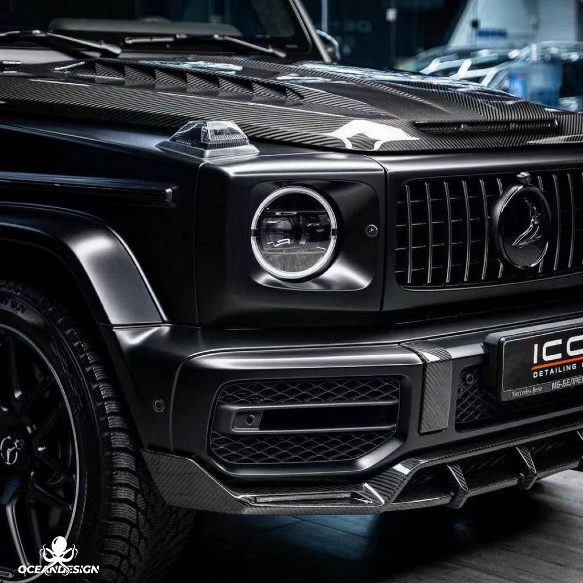 Mercedes-Benz G63 W464 TopCar Style Dry Carbon Fiber Aero Kit – Front Lip, Rear Lip, Rear Wing, Spare Tire Cover, Fender Trim, Bumper Trim