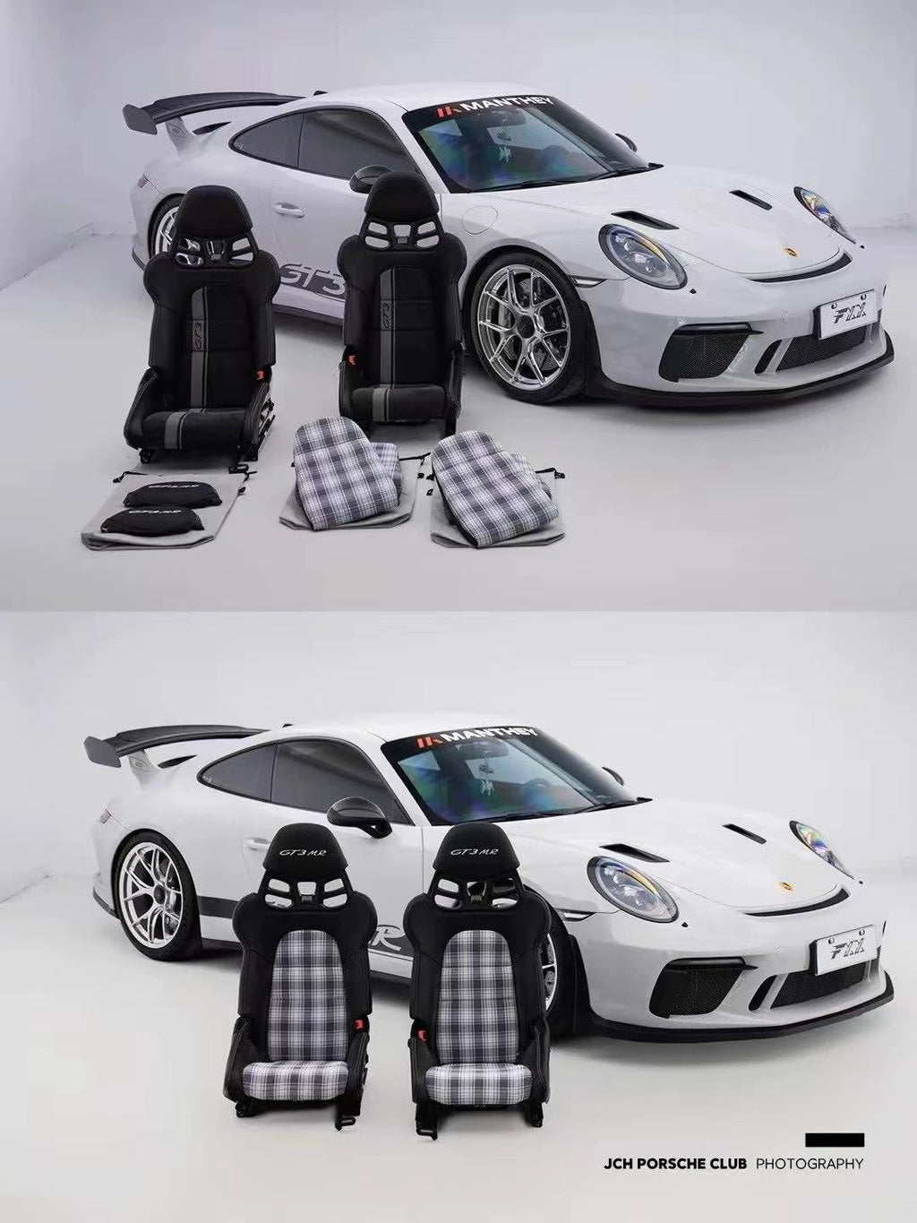 Porsche 911 GT3 RS-Style Dry Carbon Fiber One-Piece Racing Bucket Seat – Pepita, Lightweight