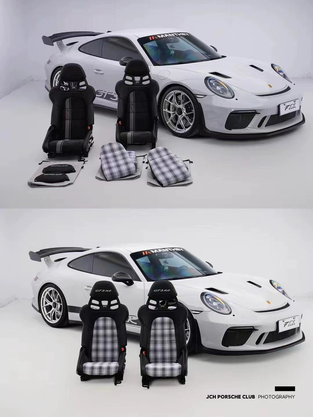 Porsche 911 GT3 RS-Style Dry Carbon Fiber One-Piece Racing Bucket Seat – Pepita, Lightweight