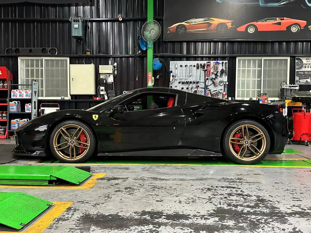 Ferrari 488 GTB Spider V-Style Dry Carbon Fiber Aero Kit – Front Lip, Side Skirts, Spoiler, Wing