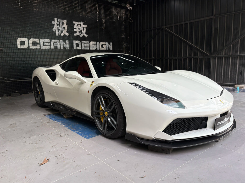 Ferrari 488 GTB Spider V-Style Dry Carbon Fiber Aero Kit – Front Lip, Side Skirts, Spoiler, Wing