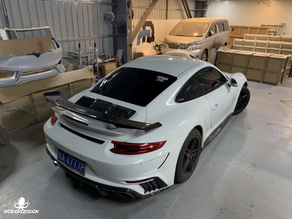 Porsche 911 991.2 Topcar-Style Carbon Fiber Aero Kit – Front & Rear Bumpers, Wing, Engine Cover