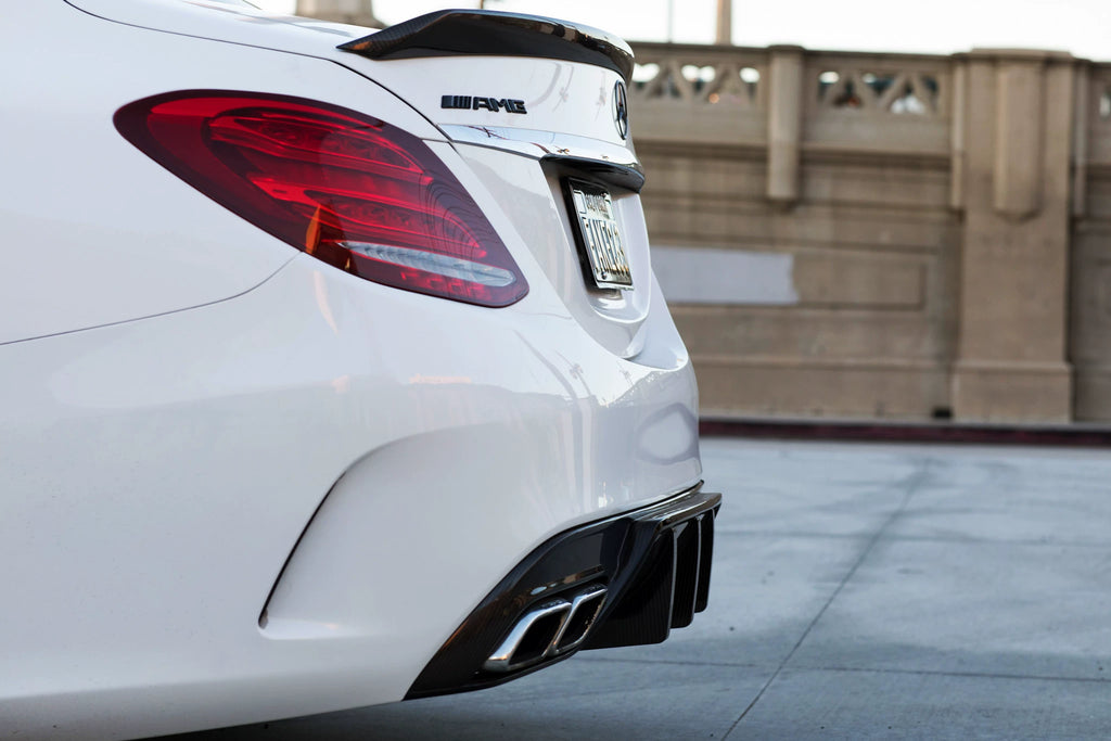 Mercedes-Benz C63 AMG W205 Coupe & Sedan Mode Carbon Style Carbon Fiber Aero Kit – Front Lip, Side Skirts, Rear Lip