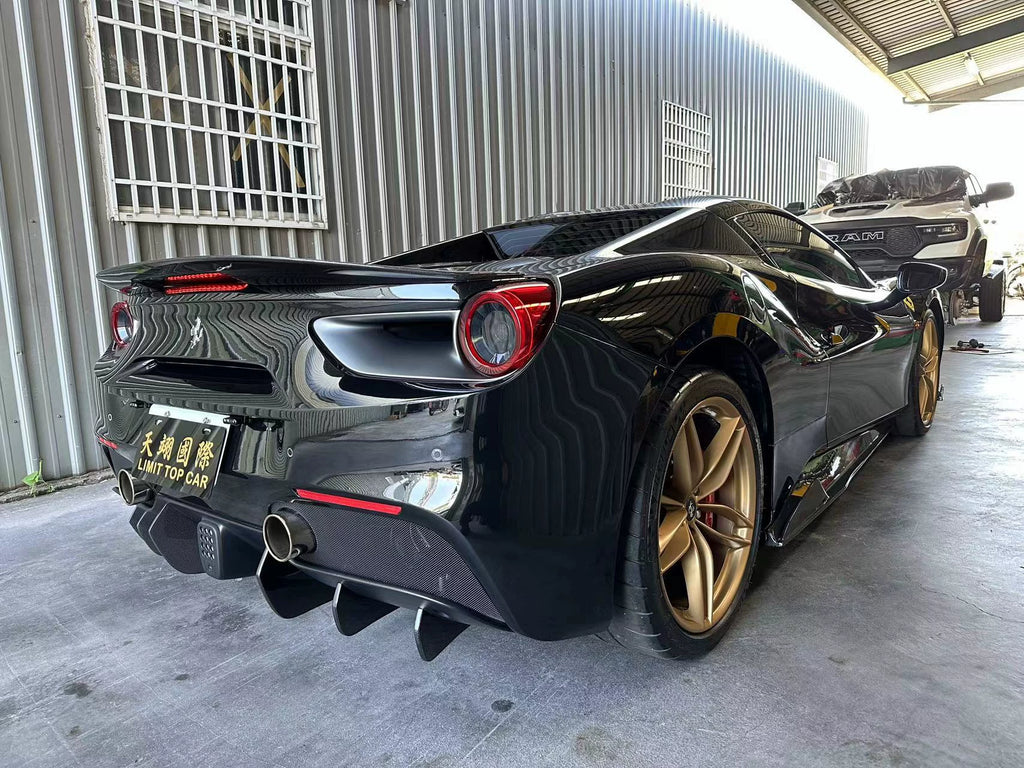 Ferrari 488 GTB Spider V-Style Dry Carbon Fiber Aero Kit – Front Lip, Side Skirts, Spoiler, Wing